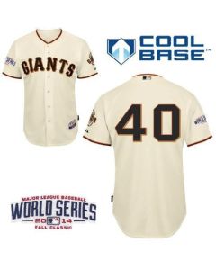 Giants #40 Madison Bumgarner Cream Cool Base W/2014 World Series Patch Stitched MLB Jersey