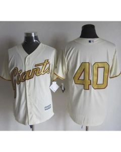 Giants #40 Madison Bumgarner Cream(Gold No.) New Cool Base Stitched MLB Jersey