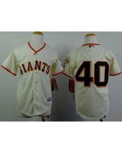 Giants #40 Madison Bumgarner Cream Stitched Youth MLB Jersey