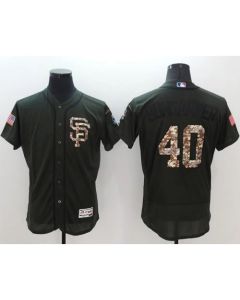Giants #40 Madison Bumgarner Green Flexbase Authentic Collection Salute to Service Stitched MLB Jersey