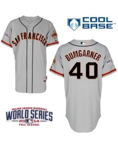 Giants #40 Madison Bumgarner Grey Cool Base W/2014 World Series Patch Stitched MLB Jersey