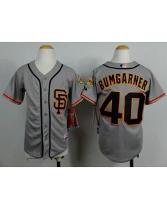 Giants #40 Madison Bumgarner Grey Road 2 Cool Base Stitched Youth MLB Jersey