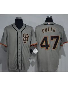 Giants #47 Johnny Cueto Grey New Cool Base Road 2 Stitched MLB Jersey