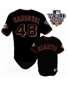Giants #48 Pablo Sandoval Black Cool Base w/2010 World Series Patch Stitched MLB Jersey
