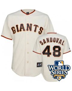 Giants #48 Pablo Sandoval Cream Cool Base w/2010 World Series Patch Stitched MLB Jersey