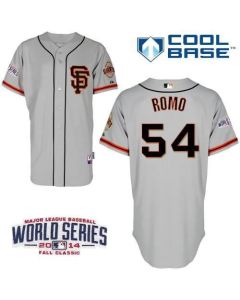 Giants #54 Sergio Romo Grey Cool Base Road 2 W/2014 World Series Patch Stitched MLB Jersey