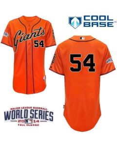 Giants #54 Sergio Romo Orange Cool Base W/2014 World Series Patch Stitched MLB Jersey