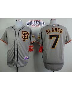 Giants #7 Gregor Blanco Grey Road 2 Cool Base W/2014 World Series Patch Stitched MLB Jersey
