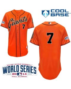 Giants #7 Gregor Blanco Orange Alternate Cool Base W/2014 World Series Patch Stitched MLB Jersey