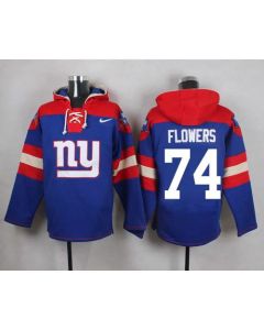 Giants #74 Ereck Flowers Royal Blue Player Pullover NFL Hoodie