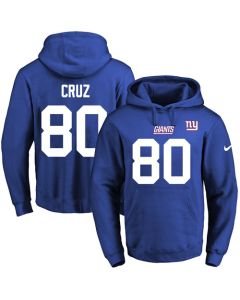 Giants #80 Victor Cruz Royal Blue Name & Number Pullover NFL Hoodie