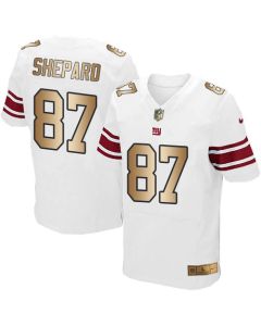 Giants #87 Sterling Shepard White Men's Stitched NFL Elite Gold Jersey