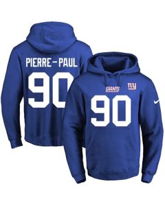 Giants #90 Jason Pierre-Paul Royal Blue Name & Number Pullover NFL Hoodie