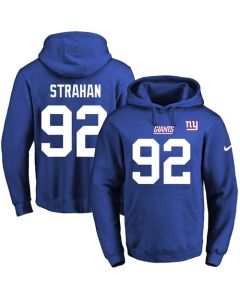 Giants #92 Michael Strahan Royal Blue Name & Number Pullover NFL Hoodie