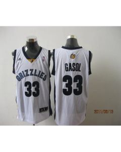 Grizzlies #33 Marc Gasol Revolution 30 White Stitched NBA Jersey
