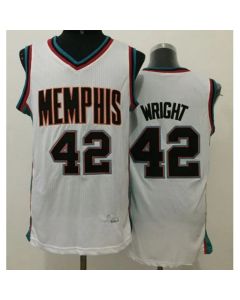 Grizzlies #42 Lorenzen Wright White Throwback Stitched NBA Jersey
