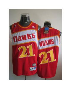 Hawks #21 Dominique Wilkins Red Stitched Throwback NBA Jersey