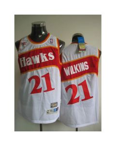 Hawks #21 Dominique Wilkins White Stitched Throwback NBA Jersey