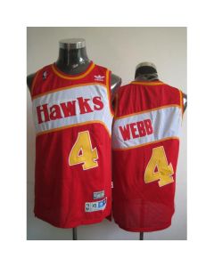 Hawks #4 Spud Webb Red Stitched Throwback NBA Jersey
