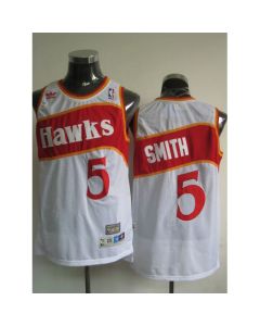 Hawks #5 Josh Smith White Stitched Throwback NBA Jersey