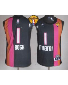 Heat #1 Chris Bosh Black ABA Hardwood Classic Finals Patch Stitched NBA Jersey