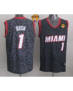 Heat #1 Chris Bosh Black Crazy Light Finals Patch Stitched NBA Jersey