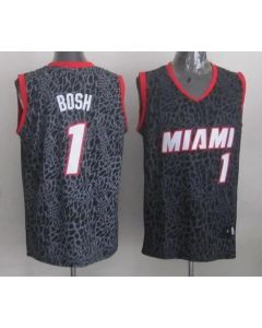 Heat #1 Chris Bosh Black Crazy Light Stitched NBA Jersey