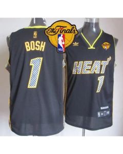 Heat #1 Chris Bosh Black Electricity Fashion Finals Patch Stitched NBA Jersey