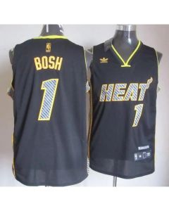 Heat #1 Chris Bosh Black Electricity Fashion Stitched NBA Jersey