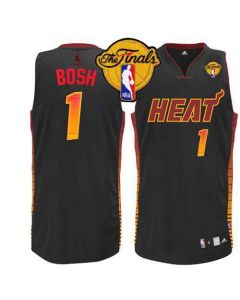 Heat #1 Chris Bosh Black Finals Patch Stitched NBA Vibe Jersey
