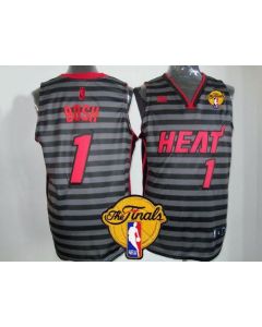 Heat #1 Chris Bosh Black/Grey Groove Finals Patch Stitched NBA Jersey