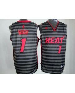 Heat #1 Chris Bosh Black/Grey Groove Stitched NBA Jersey