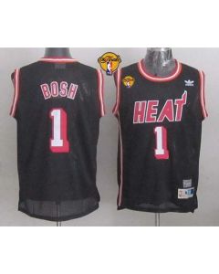 Heat #1 Chris Bosh Black Hardwood Classics Nights Finals Patch Stitched NBA Jersey