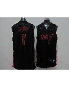 Heat #1 Chris Bosh Black With Red&Black Number New Style Stitched NBA Jersey