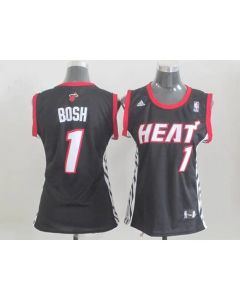 Heat #1 Chris Bosh Black Women's Road Stitched NBA Jersey