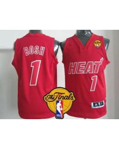 Heat #1 Chris Bosh Red Big Color Fashion Finals Patch Stitched NBA Jersey