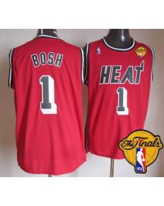 Heat #1 Chris Bosh Red Hardwood Classics Nights Finals Patch Stitched NBA Jersey