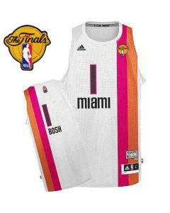 Heat #1 Chris Bosh White ABA Hardwood Classic With Finals Patch Stitched NBA Jersey
