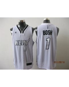 Heat #1 Chris Bosh White Silver No. Stitched NBA Jersey