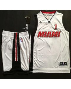 Heat #1 Chris Bosh White Throwback A Set Stitched NBA Jersey