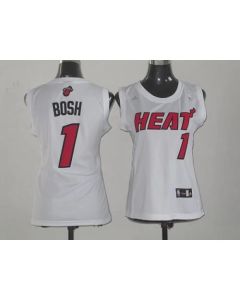 Heat #1 Chris Bosh White Women Fashion Stitched NBA Jersey