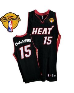 Heat #15 Mario Chalmers Black Finals Patch Stitched NBA Jersey