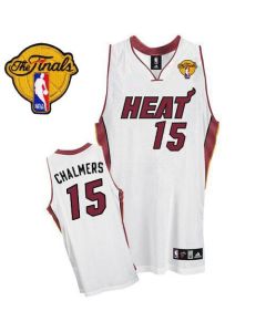 Heat #15 Mario Chalmers White Finals Patch Stitched NBA Jersey