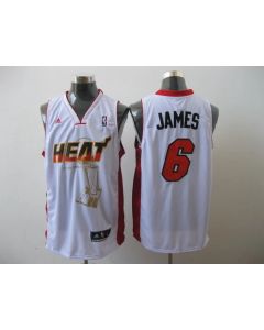 Heat 2011 Championship #6 LeBron James White Stitched NBA Jersey