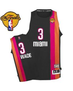 Heat #3 Dwyane Wade Black ABA Hardwood Classic With Finals Patch Stitched NBA Jersey