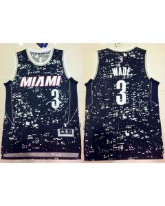 Heat #3 Dwyane Wade Black City Light Stitched NBA Jersey