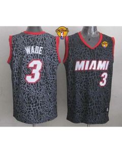 Heat #3 Dwyane Wade Black Crazy Light Finals Patch Stitched NBA Jersey