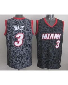 Heat #3 Dwyane Wade Black Crazy Light Stitched NBA Jersey