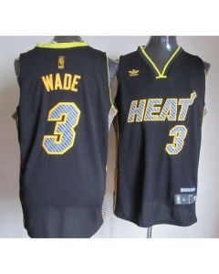 Heat #3 Dwyane Wade Black Electricity Fashion Stitched NBA Jersey