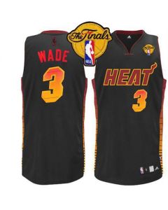 Heat #3 Dwyane Wade Black Finals Patch Stitched NBA Vibe Jersey